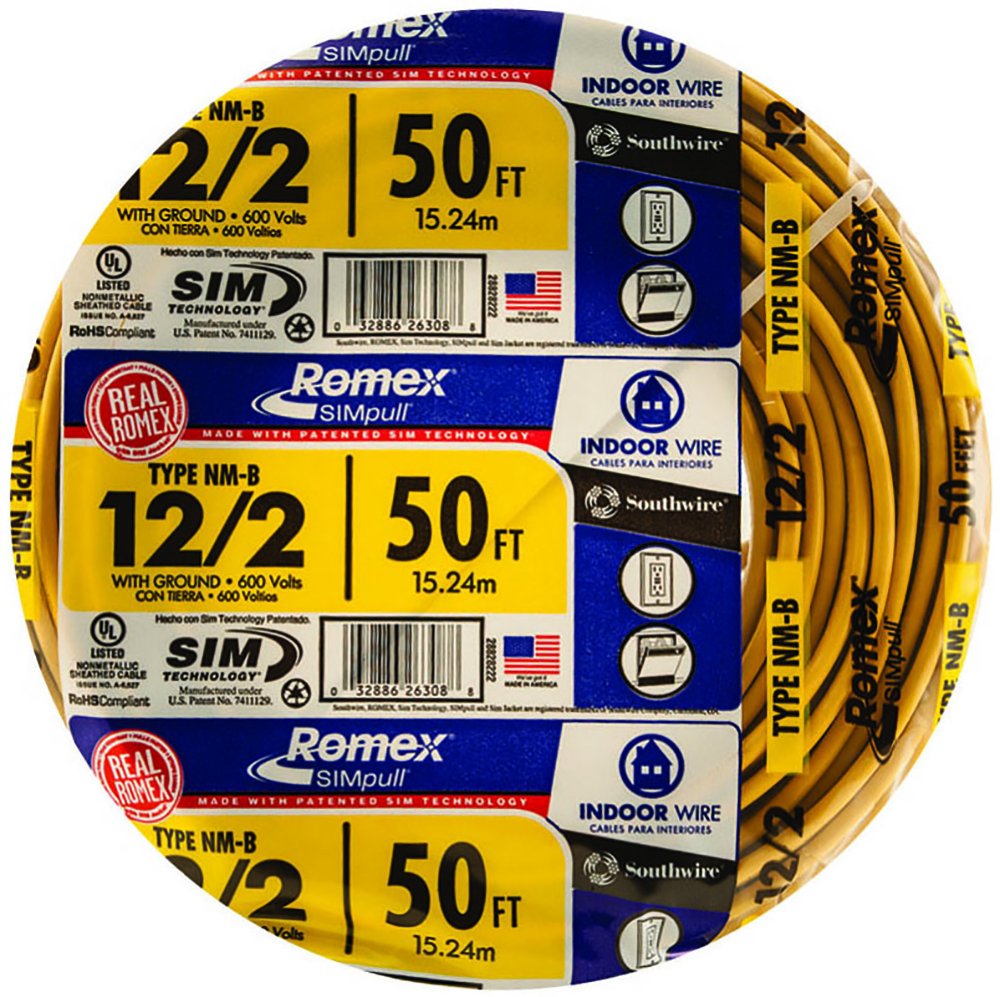 Romex SIMpull 250′ 12-2 Non-Metallic Cable Electrical Wire NM-B copper