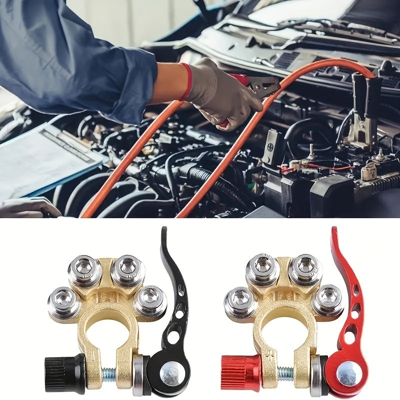 2pcs/set Car Battery Terminal Connector Battery Wire Cable Clamp Terminal Shut-Off Connectors Car