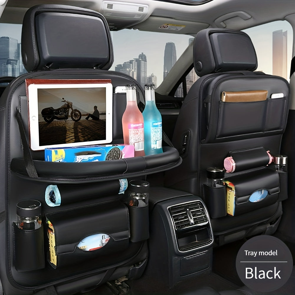 Upgrade Your Car With This Luxury Leather StoraBag And Tray - Perfect For Kids' Snacks And Toys!