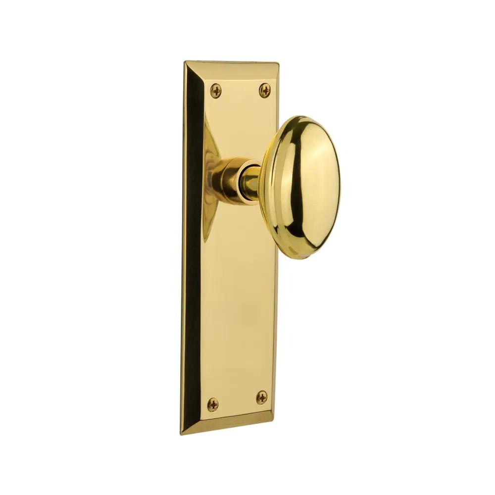 York Plate Double Dummy Homestead Door Knob in Unlacquered Brass