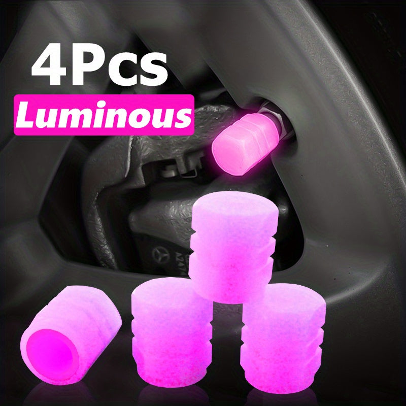4pcs Webdiennuoc Valve Caps, Luminous Caps, Universal Fluorescent Tire Valve Caps 4pcs/Set, Fluorescent Tire Valve Caps STEM Caps
