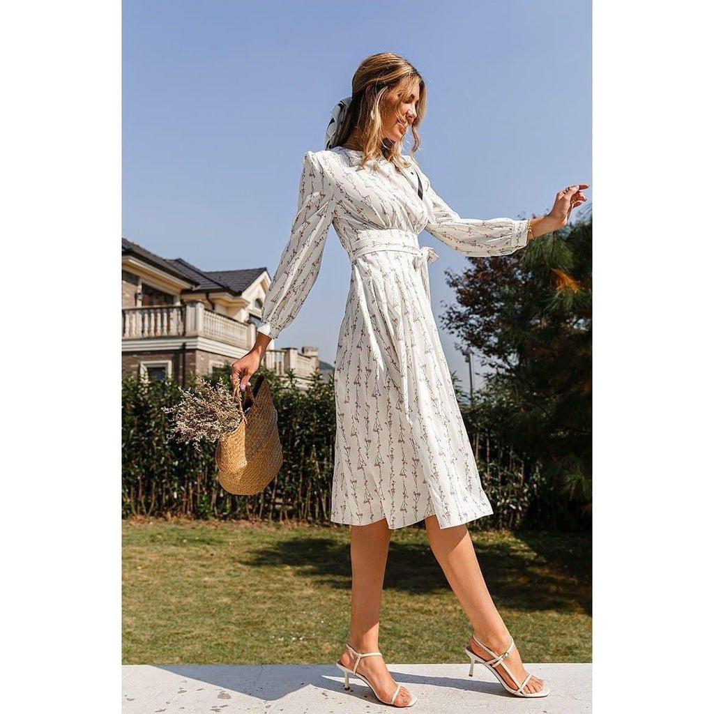 elegant high waist floral maxi dress