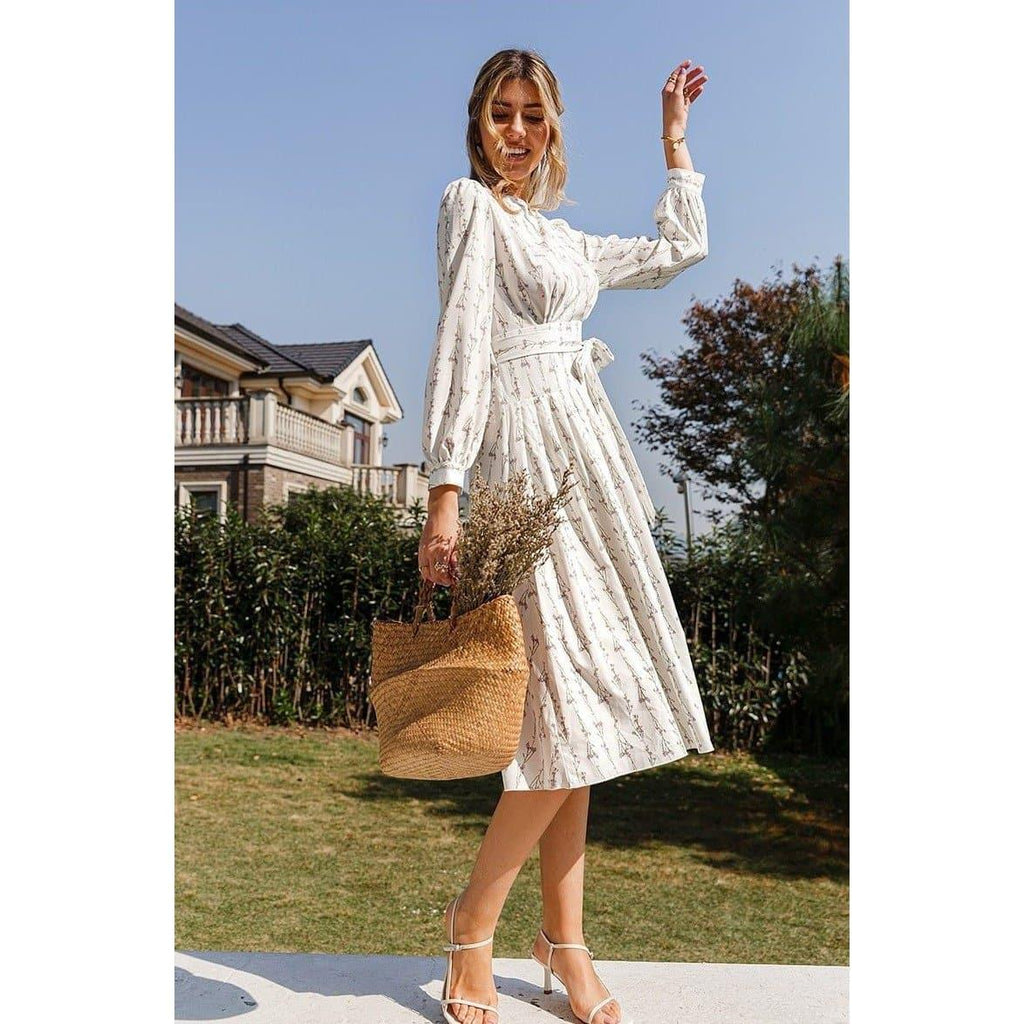 elegant high waist floral maxi dress