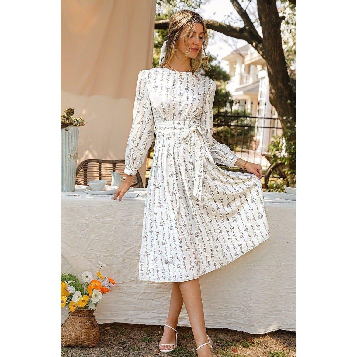 elegant high waist floral maxi dress