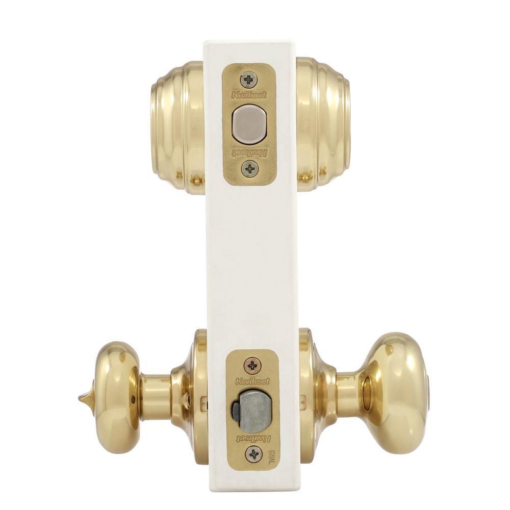 Juno Polished Brass Exterior Entry Door Knob and Double Cylinder Deadbolt Combo Pack Featuring SmartKey Security