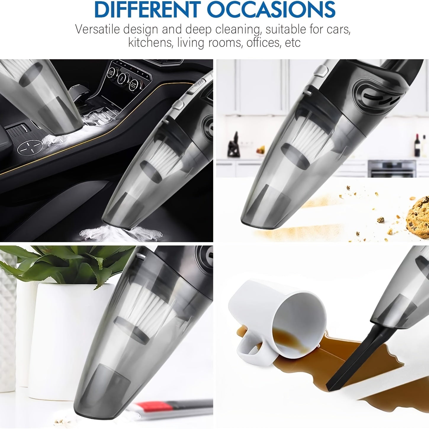 Handheld Vacuum Cleaner, Cordless Rechargeable Lightweight Portable Mini Hand Vac With Powerful Cyclonic Suction For Wet Dry Car Pet Hair Home Use