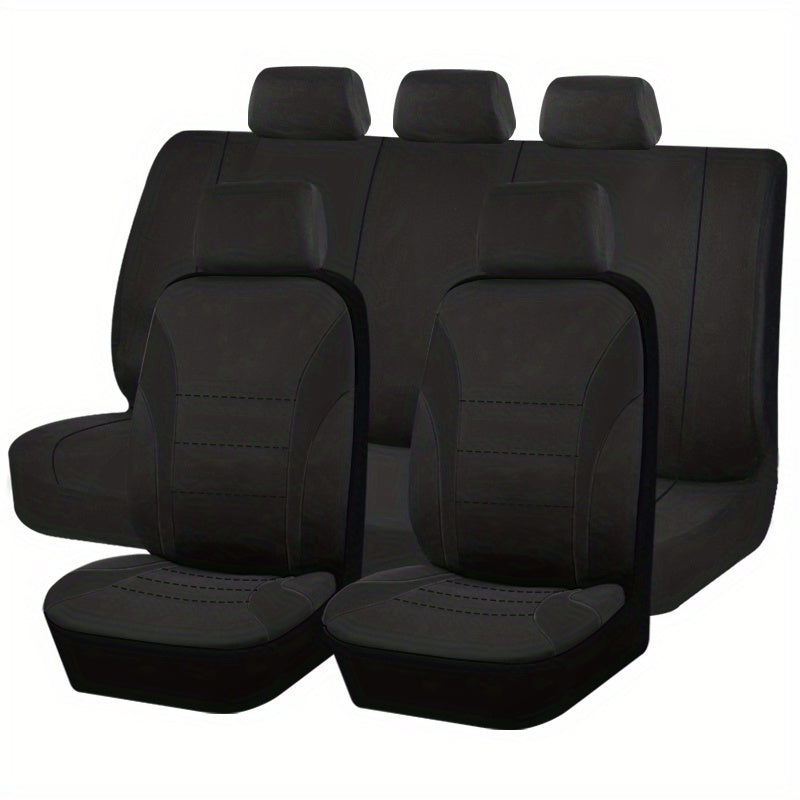 Upgrade Your Car with 9pcs Set of Universal Seat Covers: Airbag Safe, Five Seats, Black, Gray, Pink, Blue &amp; Red!