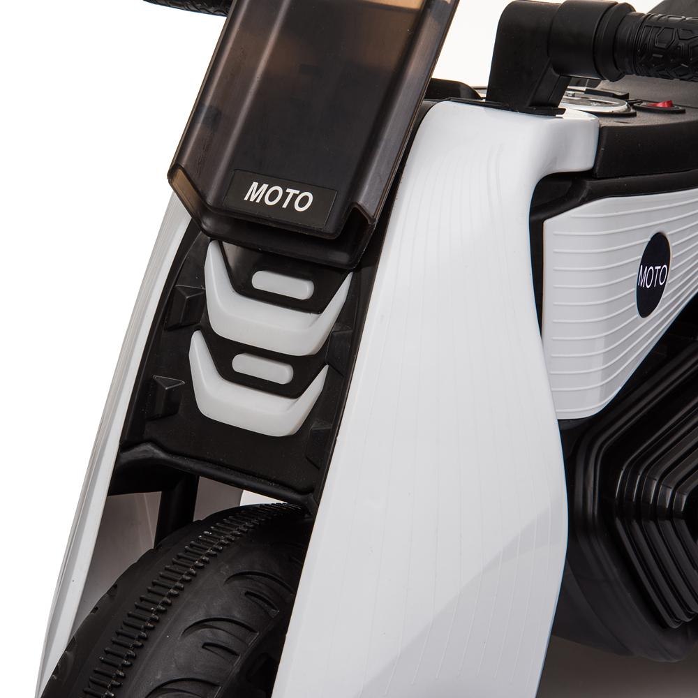 6V Kids Ride On Motorcycle Car Battery Powered 3 Wheels Bicycle Electric Toy, Double Drive Ride On Toys Motorized Cars for Kids, Christmas Gifts Car for Boys Girls 2-6 to Ride on Park, White, Q6874