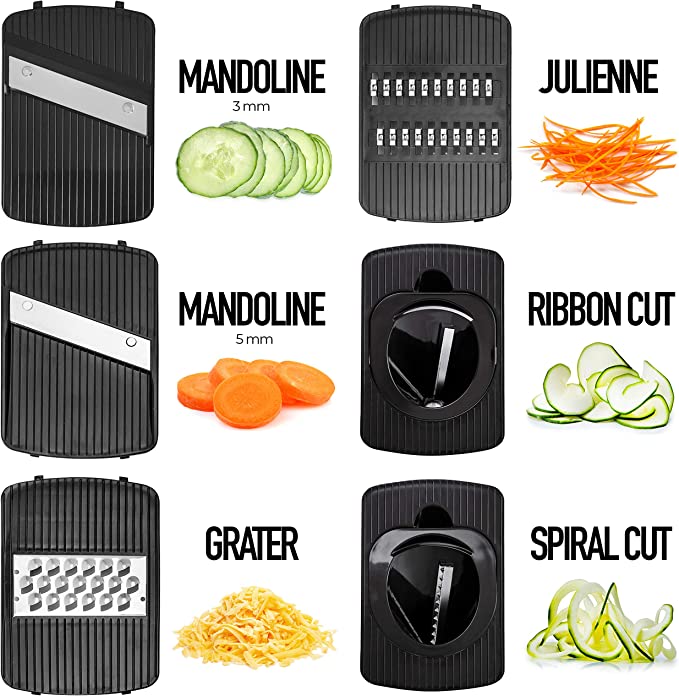 fullstar 6-in-1 mandoline slicer for kitchen, cheese grater, vegetable spiralizer and veggie slicer for cooking & meal prep (kitchen gadgets organizer & safety glove included)