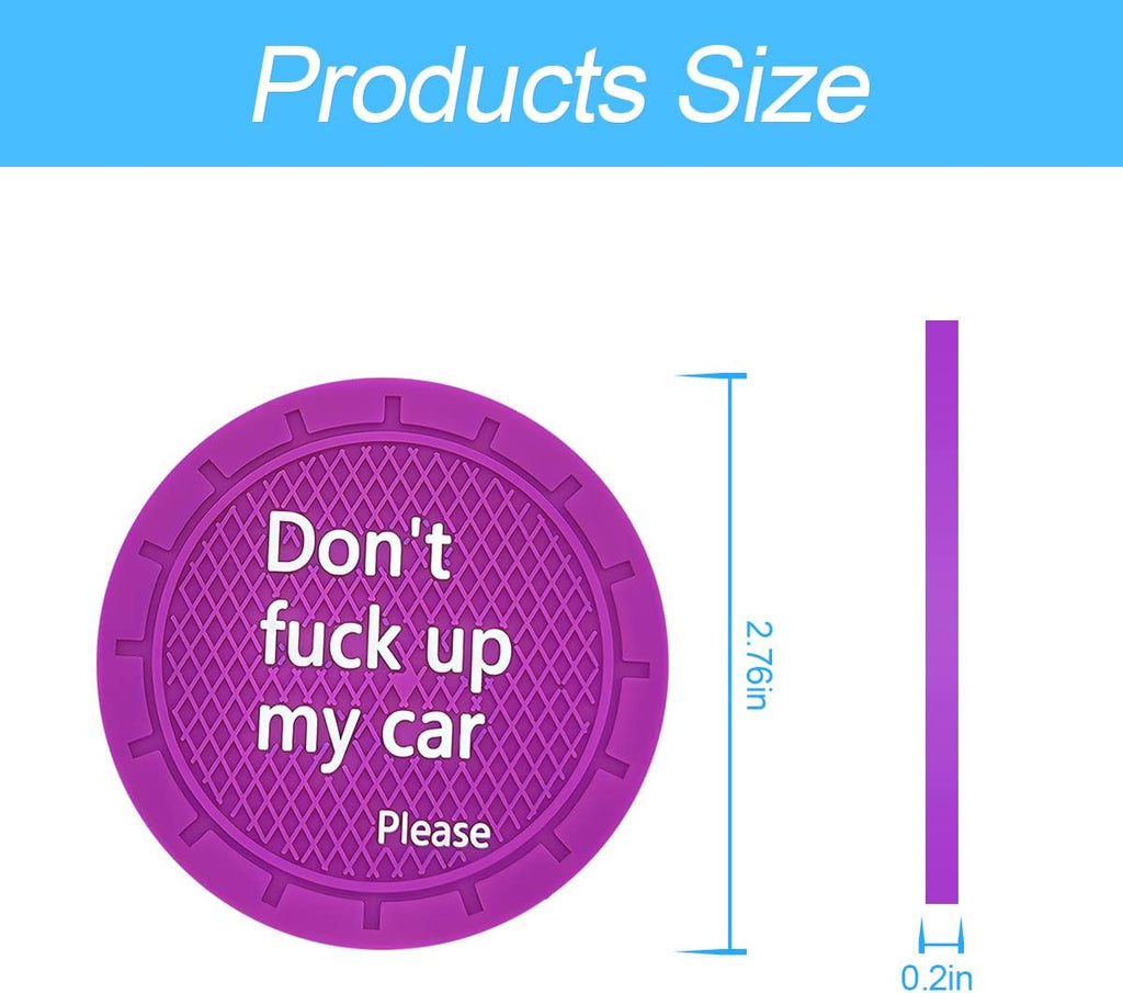 8sanlione Car Cup Coaster, 4Pcs 2.75 Inch Auto Cup Holder Insert Coasters, Anti-Slip Waterproof Embedded Drink Mat, Automotive Interior Accessories for Men and Women (D Purple/4PCS)