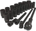 Klutch Jumbo Ratchet and Impact Sockets - 3/4in. Drive, 21-Pc. Set, Deep