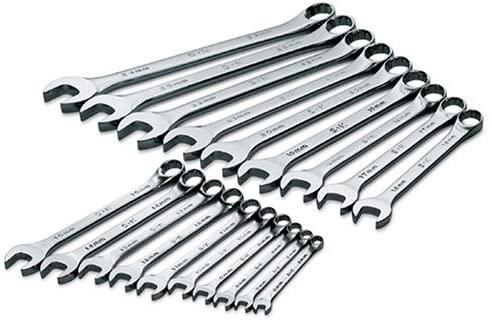 SK Professional Tools 86224 19-Piece 12-Point Metric Regular Combination Wrench Set - SuperKrome Finish, Set of 19 Chrome Wrenches Made in USA