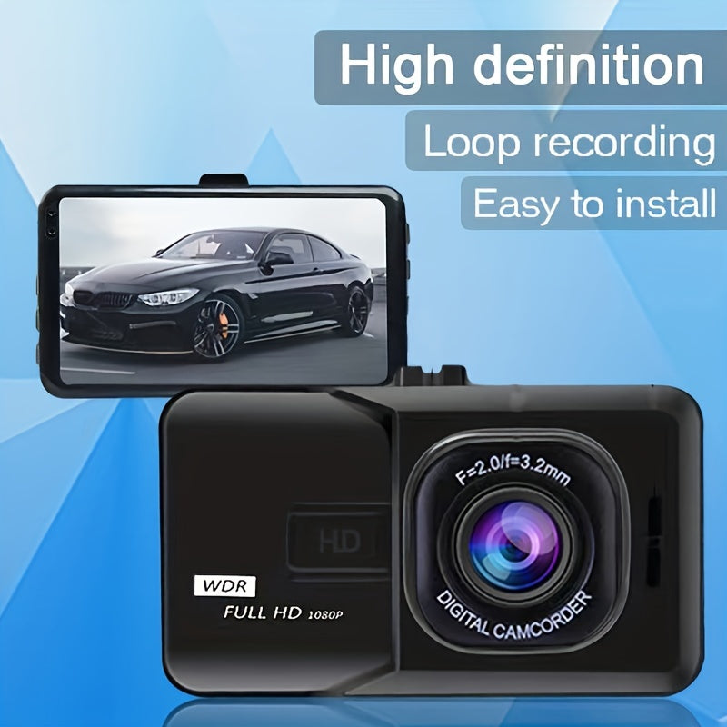 3 Inch HD 1080P Dash Cam With Suction Cup, Night Vision &amp; Cycle Recording
