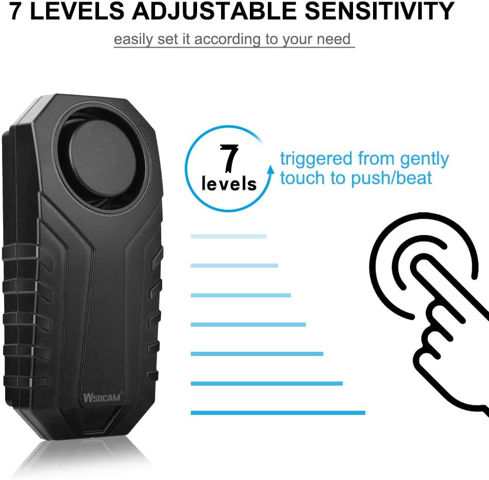 wsdcam 113dB Bike Alarm Wireless Vibration Motion Sensor Waterproof Motorcycle Alarm with Remote