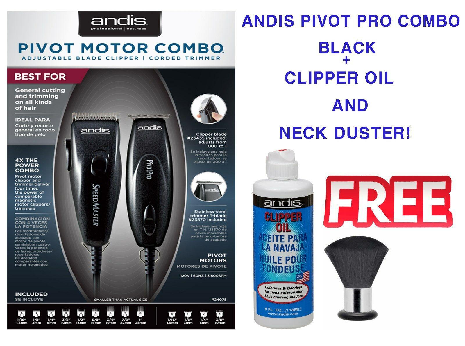 ANDIS BLACK SPEED  CLIPPER+PIVOT PRO MOTOR COMBO W/OIL&NECK DUSTER