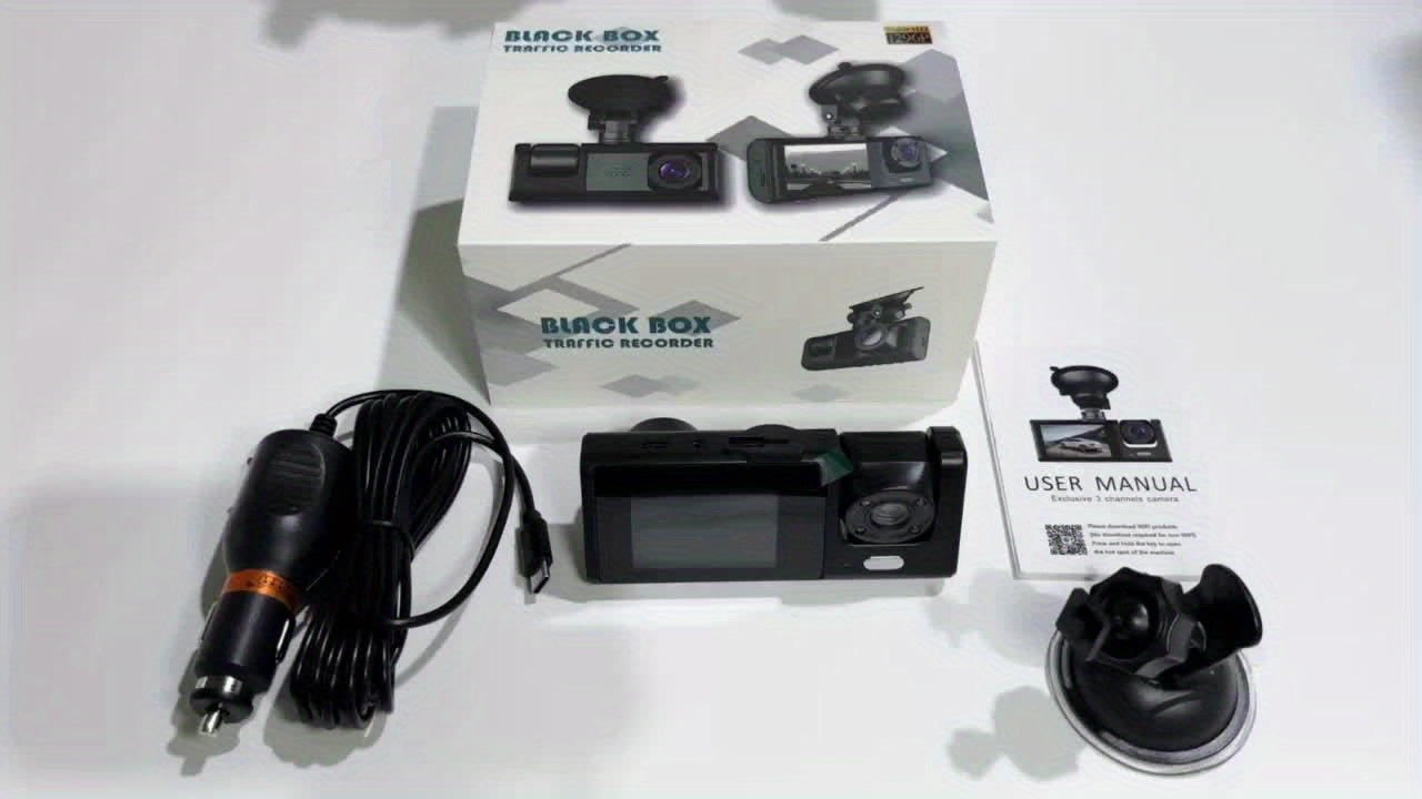 1080P 2 Cameras Dash Cam W/ IR Night Vision, Loop Recording &amp; 2" IPS Screen