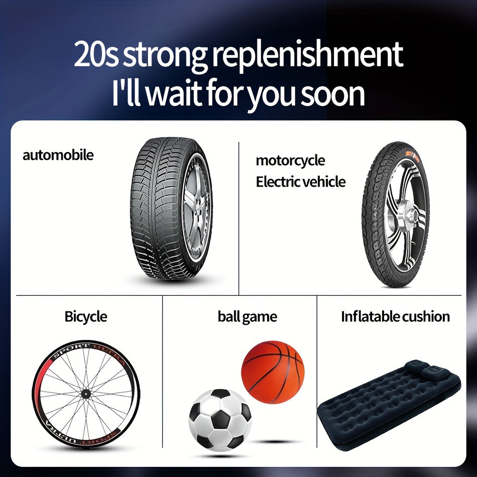 6000mAh Portable Cordless Tire Inflator: 150PSI Digital Air Pump for Cars, Bikes, and Boats