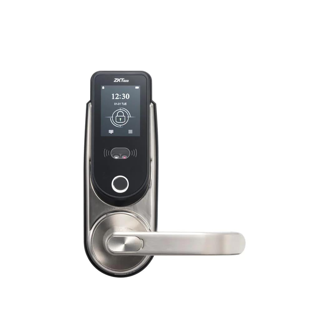 Zinc Silver Smart Lock Entry Door Lever with Hybrid Biometric Technology
