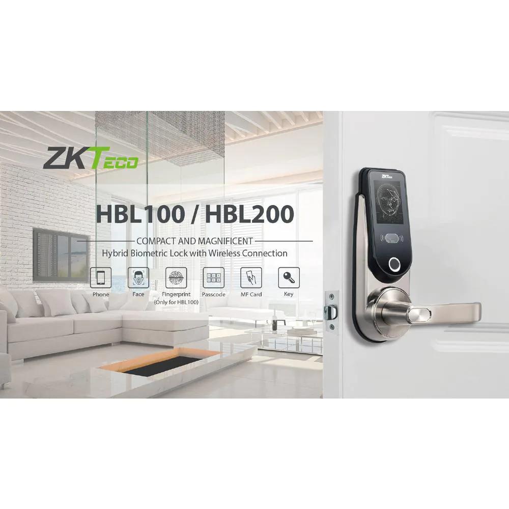 Zinc Silver Smart Lock Entry Door Lever with Hybrid Biometric Technology