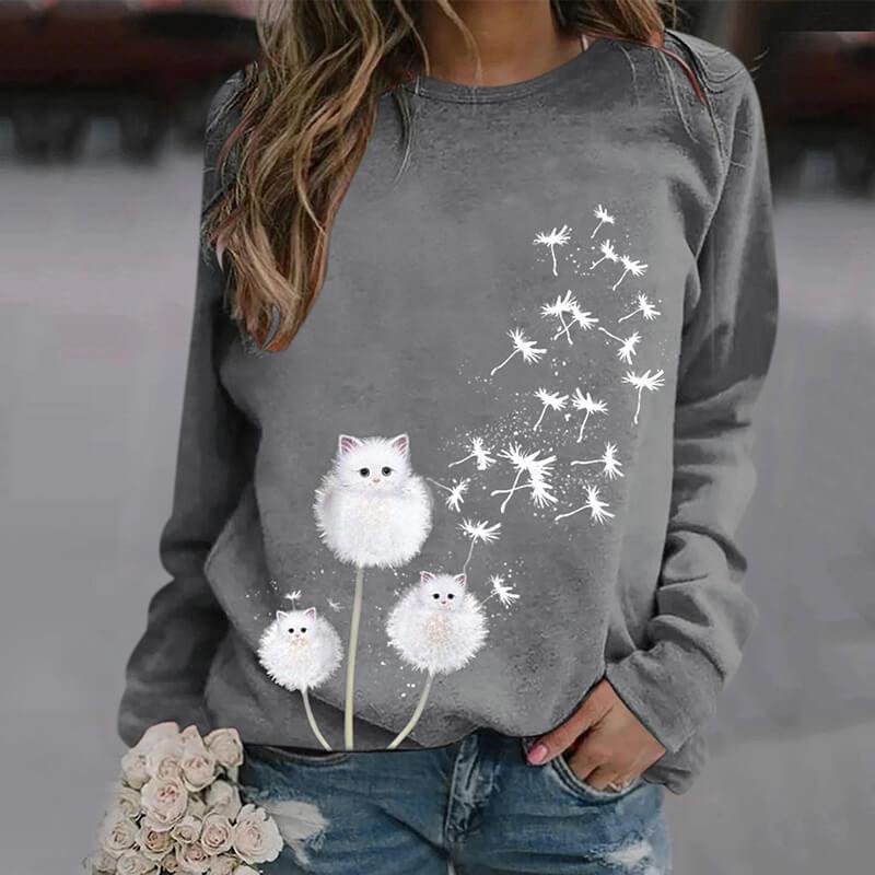Women's fashion casual cat dandelion sweater