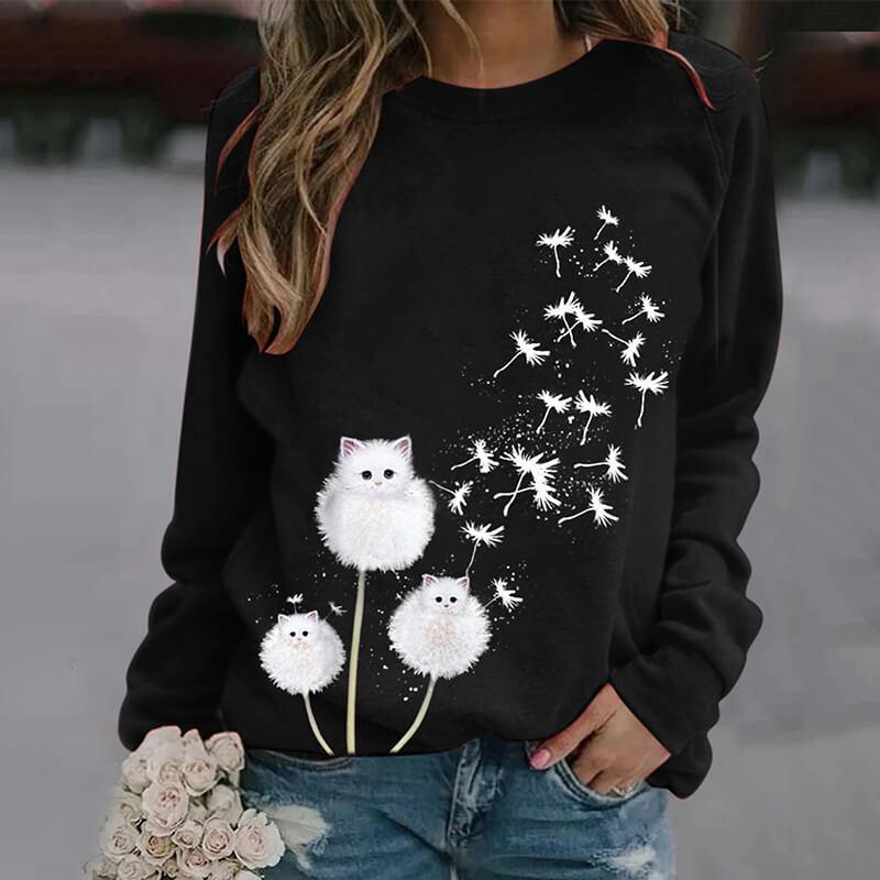 Women's fashion casual cat dandelion sweater