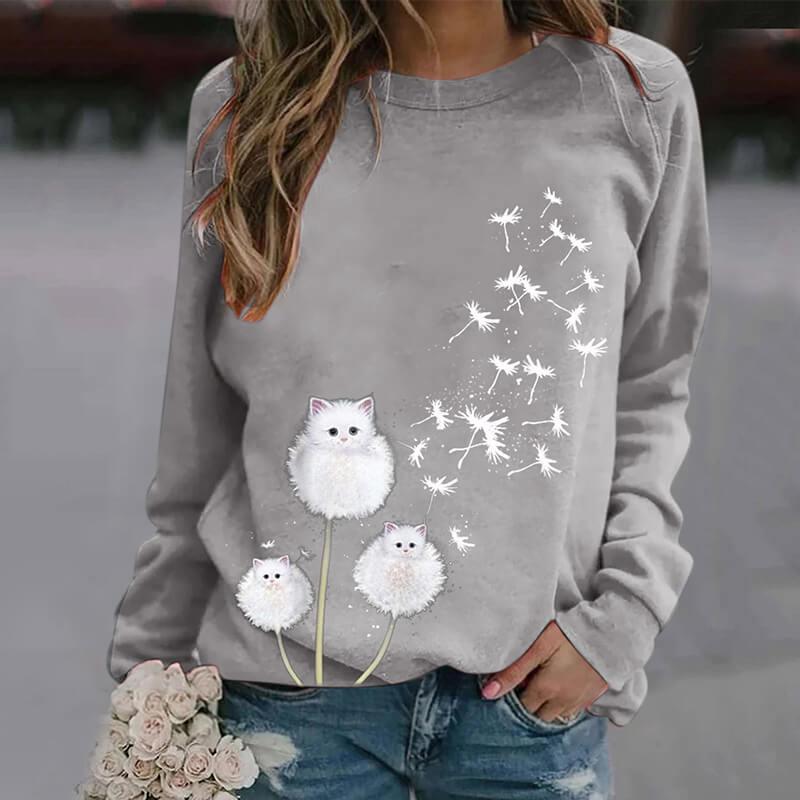 Women's fashion casual cat dandelion sweater