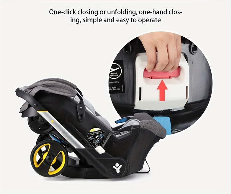 Effortless Baby Strolling, 4-in-1 Foldable Stroller For Use In Shopping Malls, Supermarkets, And Outdoors,  Thanksgiving, Christmas, Year Gift