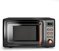 Retro Countertop Microwave Oven, Lar0.7Cu.ft, 700-Watt, Cold Rolled Steel Countertop with Time Setting, Glass Turntable Plate, Pre-Programmed CooSettings, LED Display, Child Lock (Rose Gold)
