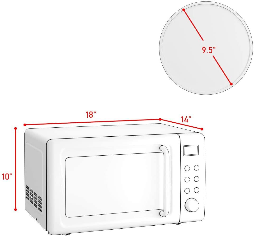 Retro Countertop Microwave Oven, Lar0.7Cu.ft, 700-Watt, Cold Rolled Steel Countertop with Time Setting, Glass Turntable Plate, Pre-Programmed CooSettings, LED Display, Child Lock (Rose Gold)