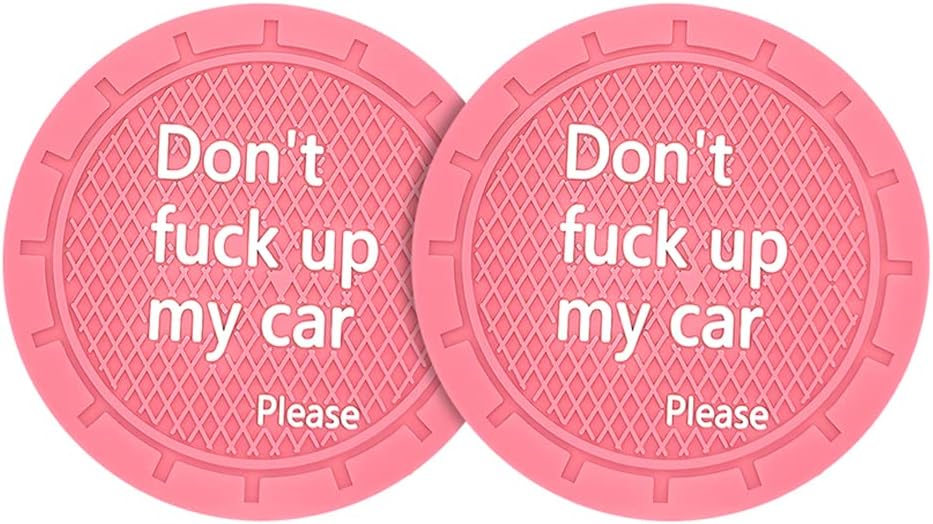 8sanlione 2 Pack Car Cup Holder Coasters, 2.75 Inch Non-Slip PVC Insert Cup Coaster, Anti-Scratch Auto Cup Mats for Women Men, Vehicle Interior Accessories Universal for Car, SUV, Truck (D Pink/2PCS)