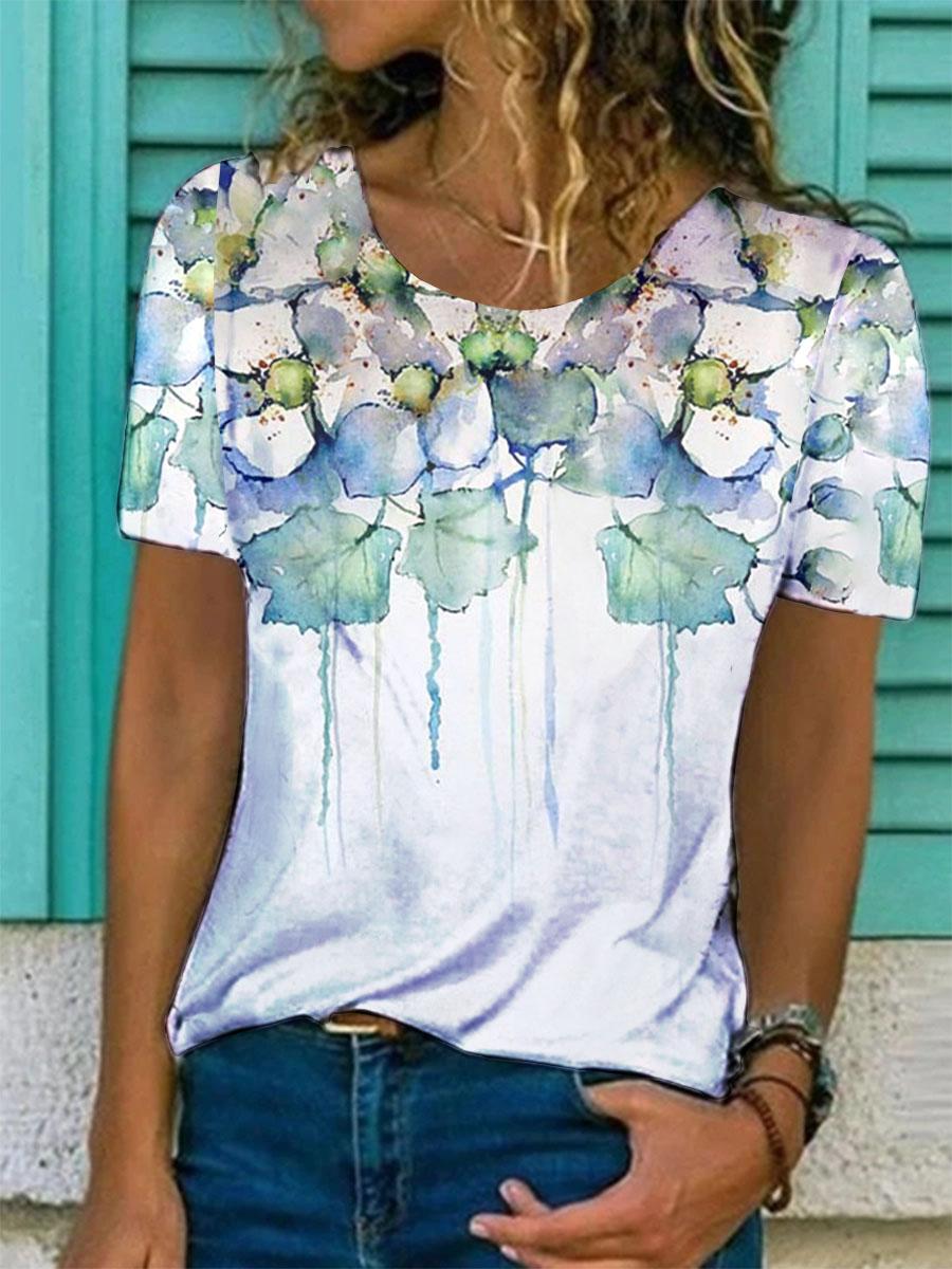 Womens Casual Flower Print Top
