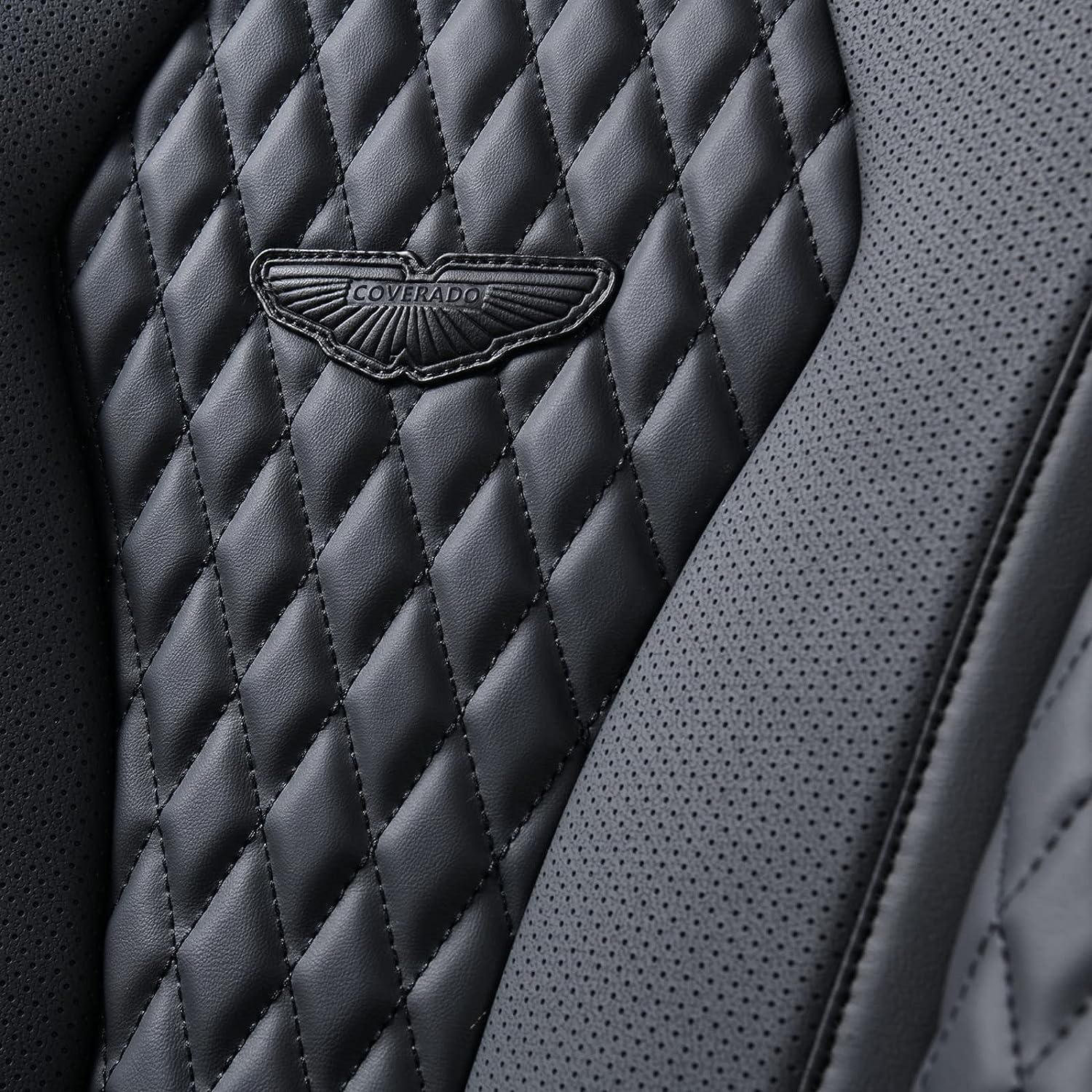Coverado Leather Seat Covers Front, 2-Pack Universal Seat Covers for Cars, Waterproof Luxury Leatherette Car Seat Cushions, Auto Car Seats Protectors, Driver Seat Covers Fit for Most Vehicles Black