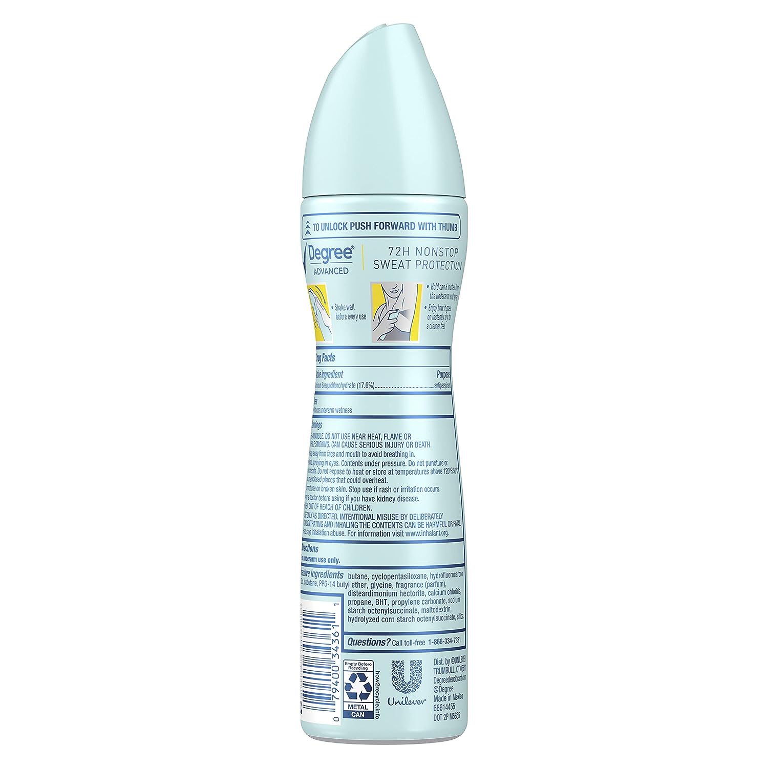Degree Advanced Antiperspirant Deodorant Dry Spray 72-Hour Sweat and Odor Protection Fresh Energy Deodorant Spray For Women With MotionSense Technology 3.8 oz, Pack of 4 , Blue
