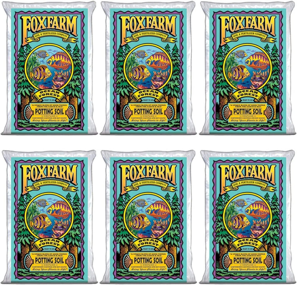 FOXFARM FX14000 Ocean Forest Indoor/Outdoor Garden Potting Soil Bags 6.3-6.8 pH, 1.5 Cubic Feet, 40 pounds for Plants (6 Pack