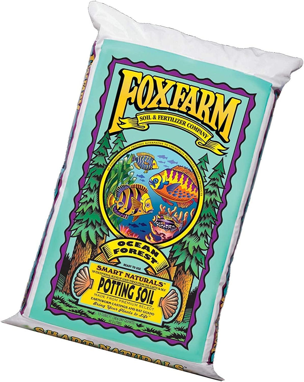 FOXFARM FX14000 Ocean Forest Indoor/Outdoor Garden Potting Soil Bags 6.3-6.8 pH, 1.5 Cubic Feet, 40 pounds for Plants (6 Pack