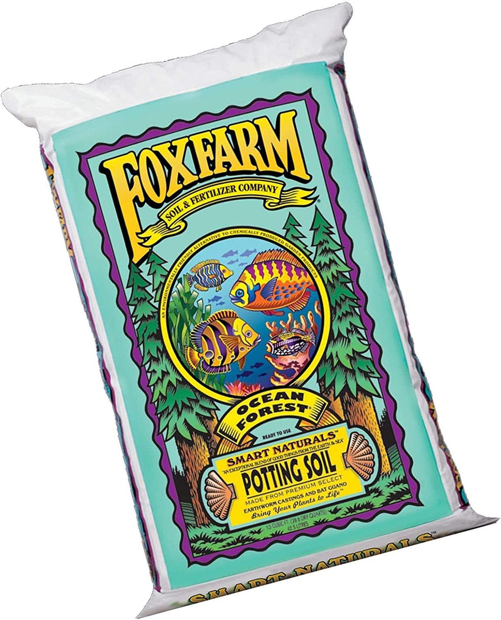 FOXFARM FX14000 Ocean Forest Indoor/Outdoor Garden Potting Soil Bags 6.3-6.8 pH, 1.5 Cubic Feet, 40 pounds for Plants (6 Pack
