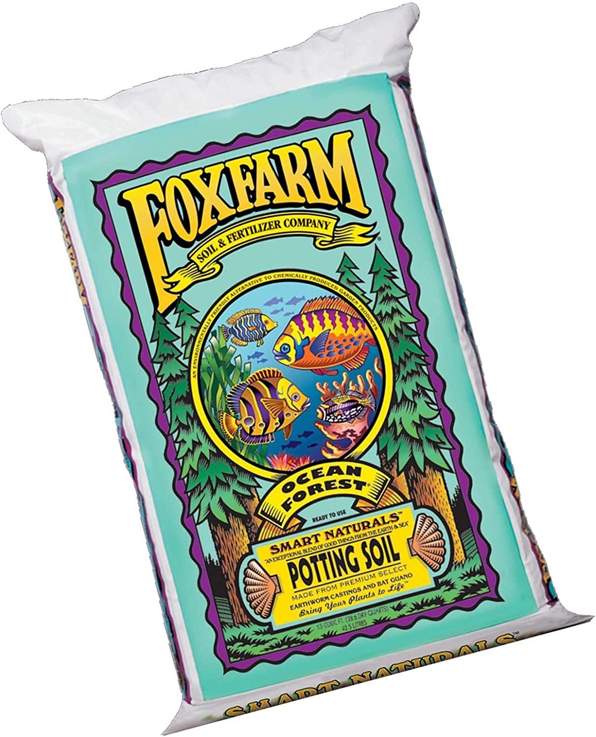 Foxfarm FX14000 Ocean Forest Indoor/Outdoor Garden Potting Soil Bags 6.3-6.8 pH, 1.5 Cubic Feet, 40 pounds for Plants (3 Pack)