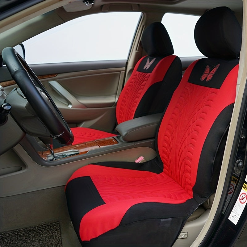 Upgrade Your Car Interior with a Universal Butterfly Pattern Tire Shape Auto Seat Cover Set - Airbag Safe &amp; Perfect for Trucks, Vans &amp; SUVs!