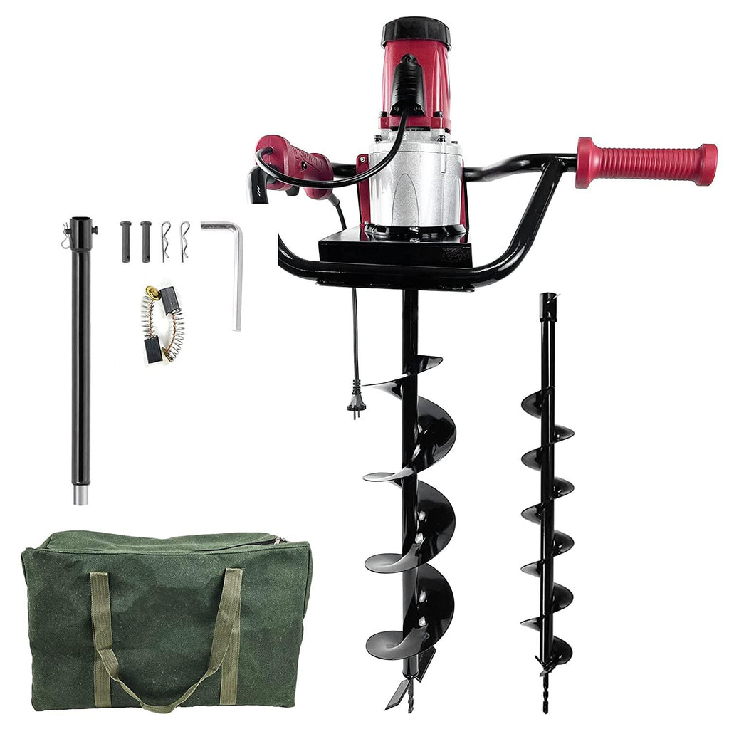 JACKCHEN Electric Post-Hole Digger with StoraBag, Earth Auger Drill, 6-Inch with 4-inch Auger Bit Earth Auger with Carry Bag