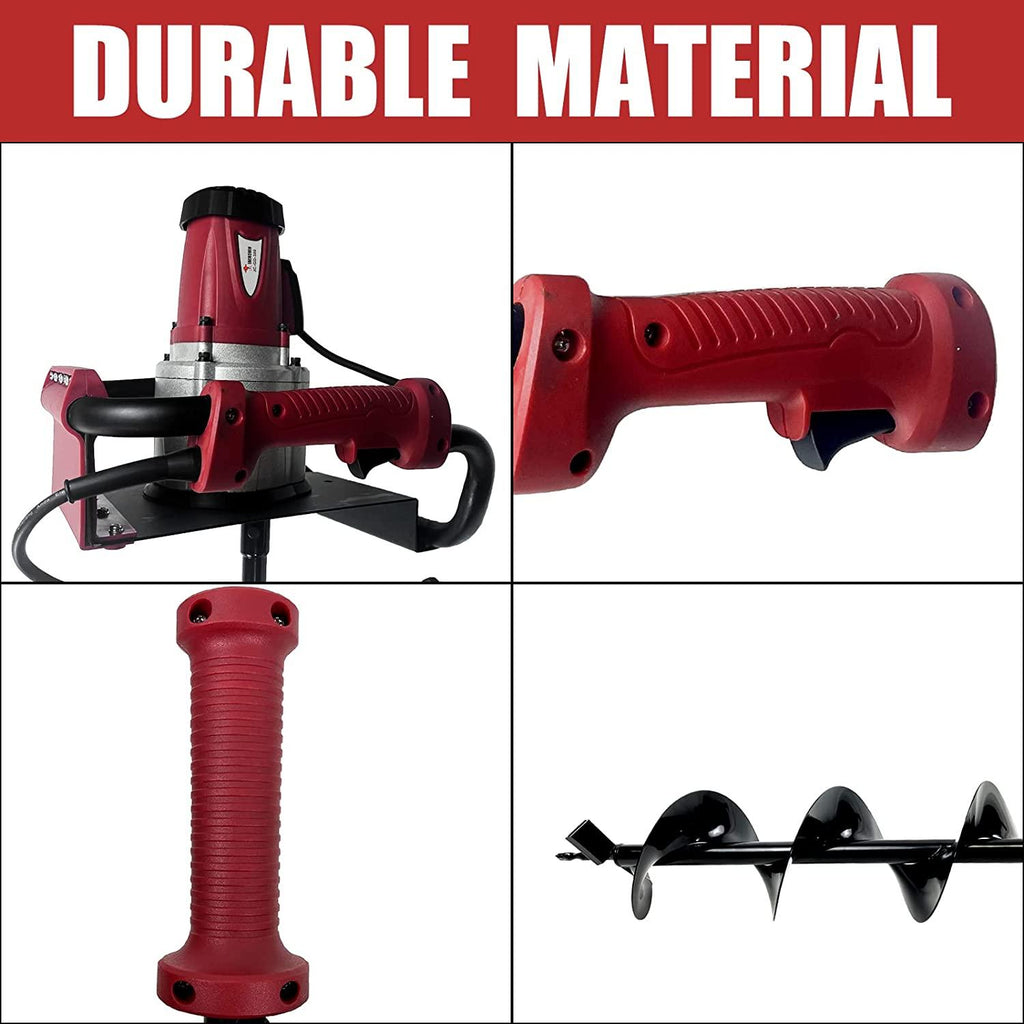 JACKCHEN Electric Post-Hole Digger with StoraBag, Earth Auger Drill, 6-Inch with 4-inch Auger Bit Earth Auger with Carry Bag
