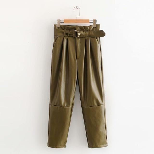 leather paperbage pants