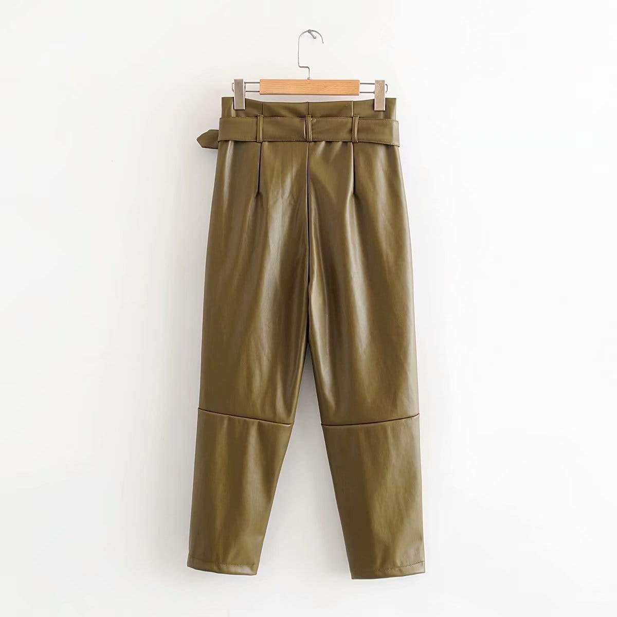 leather paperbage pants