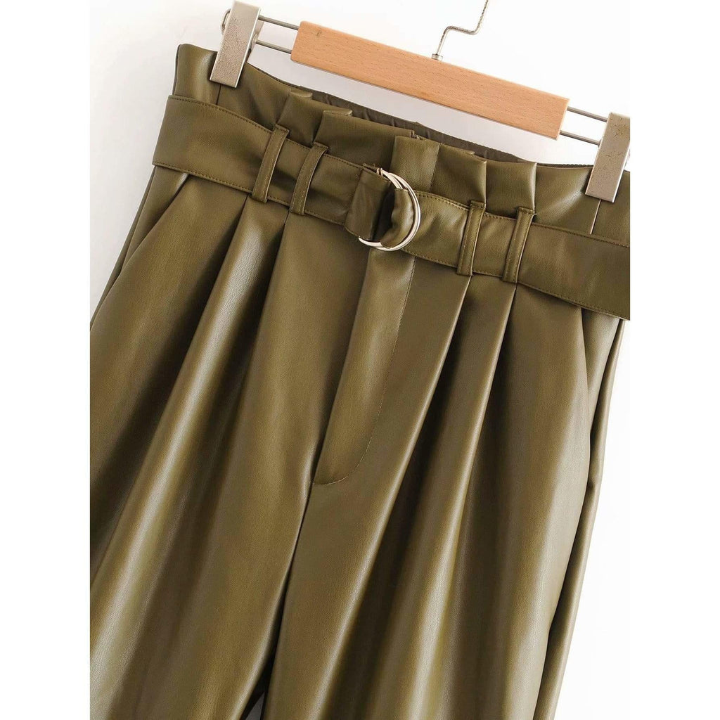 leather paperbage pants