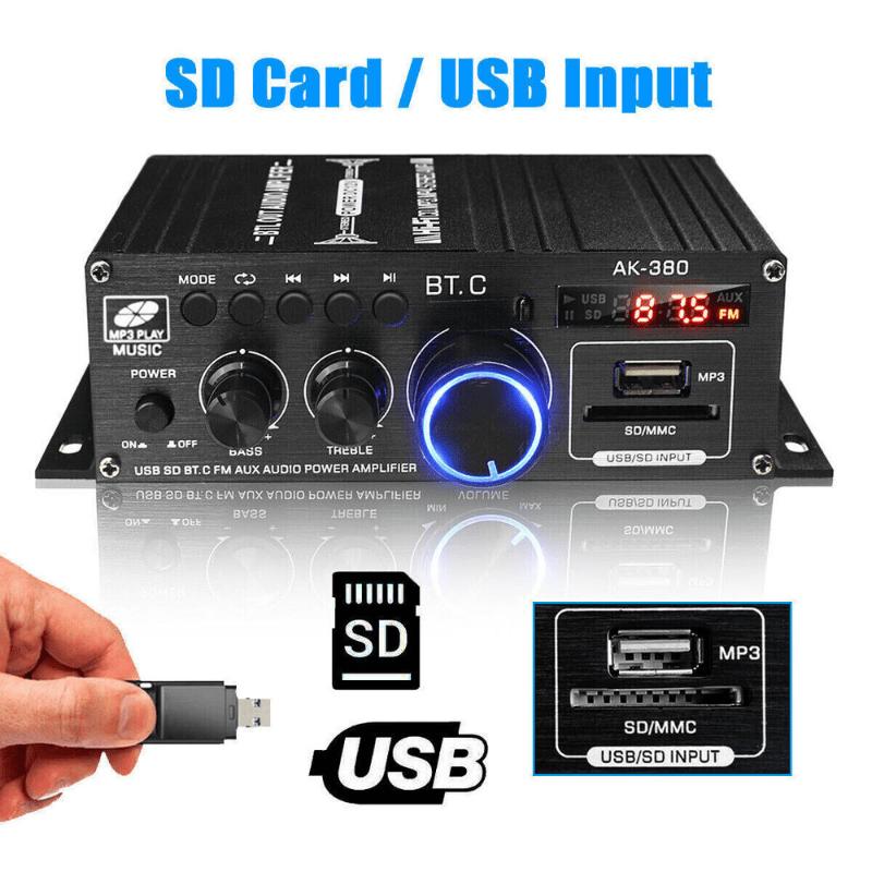 High Quality 1 Set 800W 2 Channel BT Mini HIFI Power Amplifier Audio Stereo Amp Home Car FM
