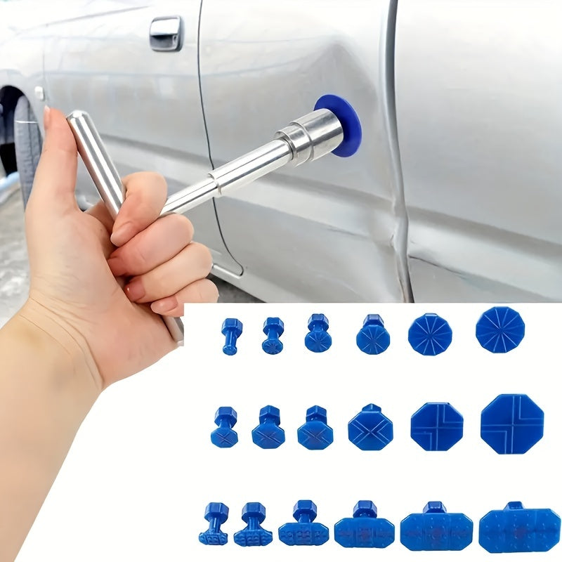 Car Dent Repair Puller, Car Repair Tools Kit With 18pcs Plastic Glue Tabs Metal T-Handle Dent Remover Universal For Car Accessories