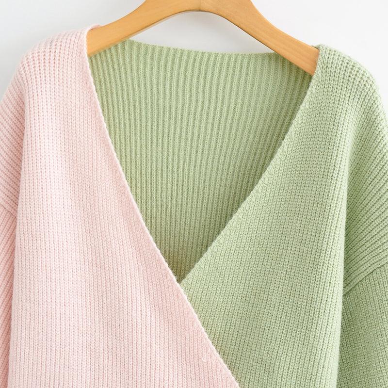 patchwork crop knitted sweater