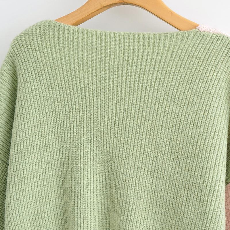 patchwork crop knitted sweater