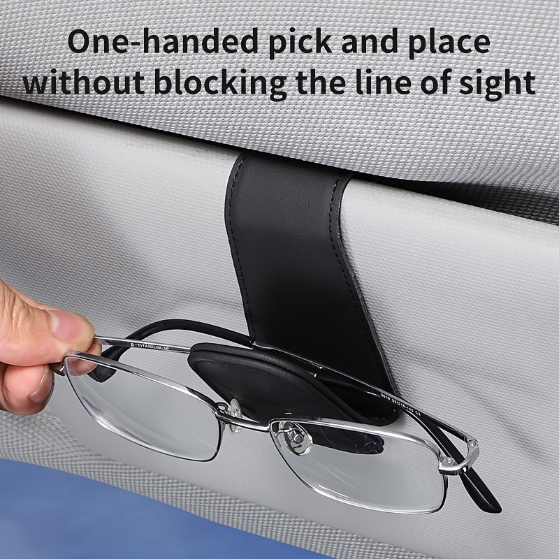 Car Visor Sunglass Holder, Magnetic PU Leather Glasses Eyeglass Hanger Clip For Car Sunglasses Holder And Ticket Card Clip For Car Visor Accessories