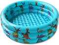 dinosaur inflatable baby pool, small swimming pool for kids, toddler blow up 3 rings round padding pool for outside and indoor, infant pool ball pit/fishing/toys play center for garden- 48”x12”