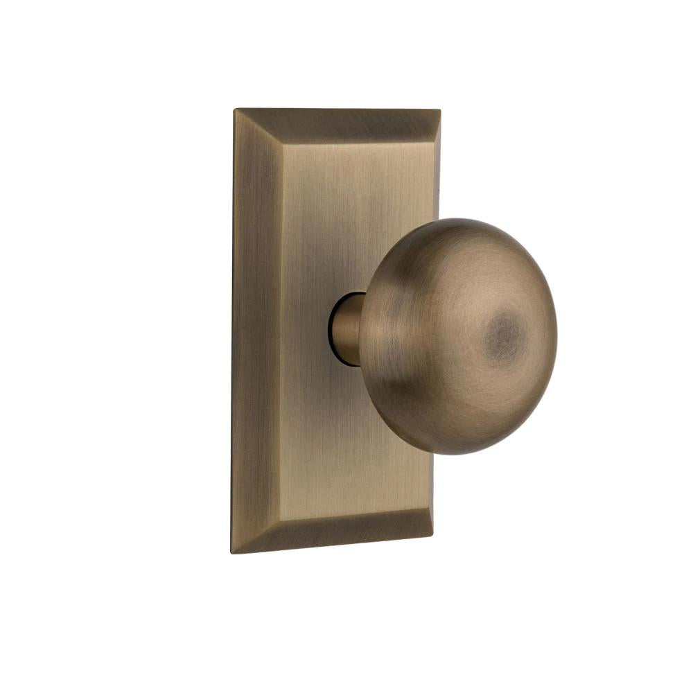 Studio Plate 2-3/4 in. Backset Antique Brass PassaHall/Closet York Door Knob